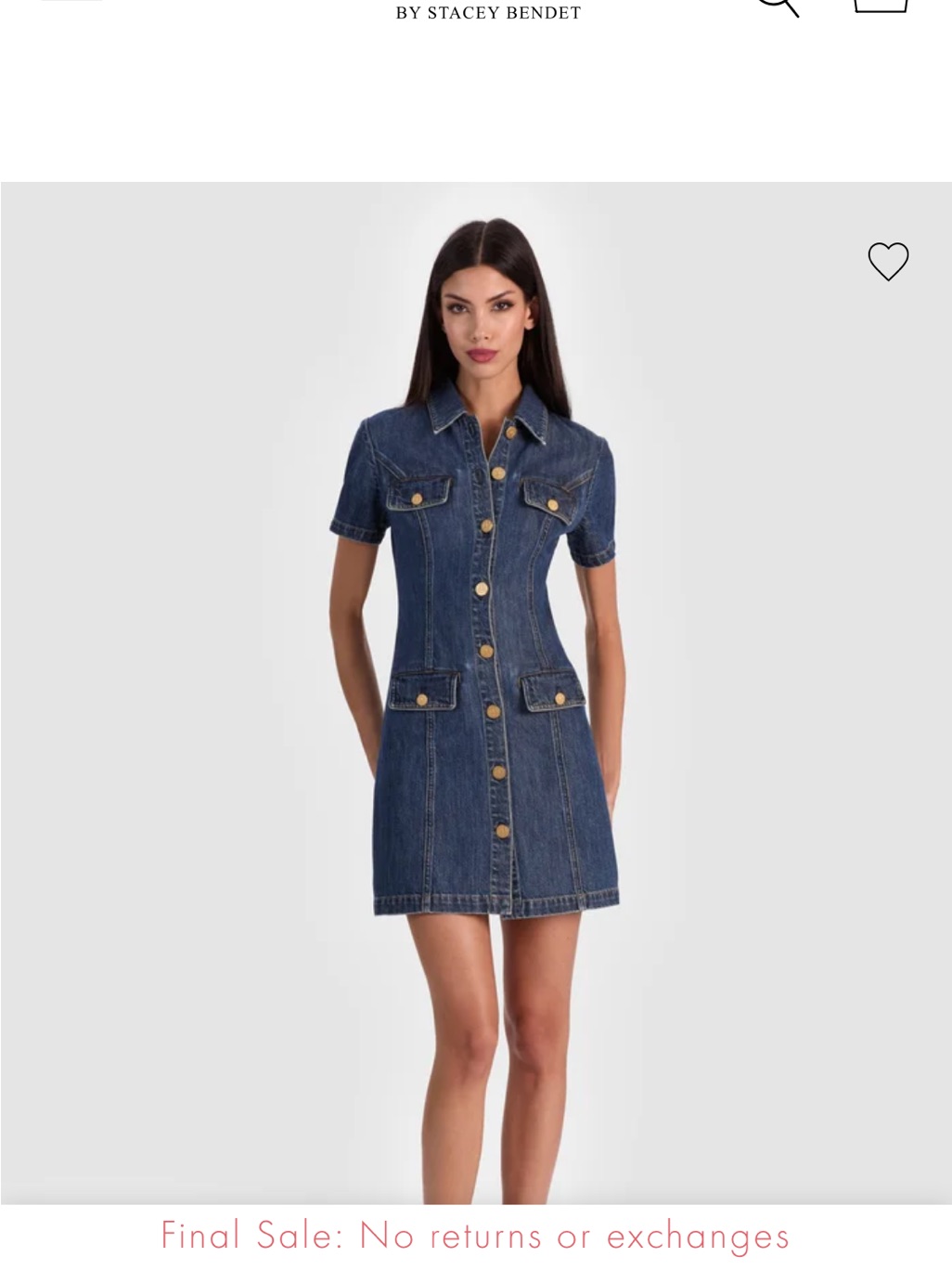 Alice + Olivia Dark Blue Denim Button-Front Mini Dress